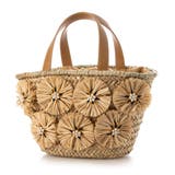 ベージュ | カシュカシュ cachecache / ラフィアフラワー付カゴバッグ | UNBILLION