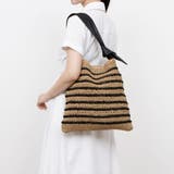 ブラック | カシュカシュ cachecache / 柄ボーダークロッシェトート | UNBILLION