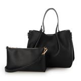 ブラック | カシュカシュ / フェイクレザーショルダーバッグ付スクエアトート | UNBILLION