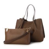 ブラウン | カシュカシュ / フェイクレザーショルダーバッグ付スクエアトート | UNBILLION