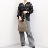 cachecache / ドロストフリルハンドル地柄編みトート カゴバッグ | UNBILLION | 詳細画像12