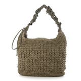 グレー | cachecache / ドロストフリルハンドル地柄編みトート カゴバッグ | UNBILLION