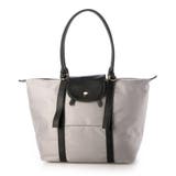 ライトグレー | ペルケ perche / ナイロン×牛革かぶせジェムストーントートバッグ | UNBILLION