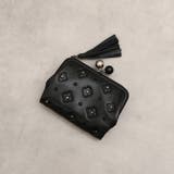 ブラック | ペルケ perche / サクラ・スタッズ・アクリル玉がま口2つ折り財布 | UNBILLION