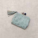 サックスブルー | ペルケ perche / サクラ・スタッズ・アクリル玉がま口2つ折り財布 | UNBILLION