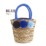 ブルー | シーグラス ポンポンミニバスケットバッグ | e-zakkamania stores
