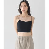 ブラック | 【接触冷感・抗菌防臭】カップ付ショート丈キャミソール | earth music&ecology