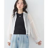 オフホワイト | メッシュストライプショートシャツ | earth music&ecology