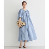 ライトブルー | ギャザーロングワンピース | earth music&ecology 