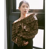 チェック | フリルオフショルブラウス | earth music&ecology 