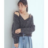 チャコールグレー | SET2点ショートカーディガン＋リボンキャミソール | earth music&ecology 