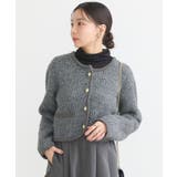 チャコールグレー | 【WEB限定】ゴールド釦ショートニットカーディガン | earth music&ecology 