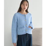 ブルー | 【WEB限定】ゴールド釦ショートニットカーディガン | earth music&ecology 