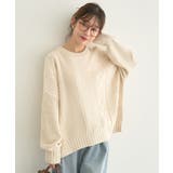 アンチピリングC/Aパッチワークケーブルニット | earth music&ecology  | 詳細画像7 