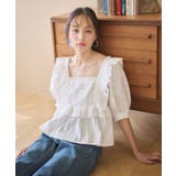 パフスリーブコットンフリルブラウス | earth music&ecology | 詳細画像16