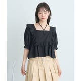 パフスリーブコットンフリルブラウス | earth music&ecology | 詳細画像8