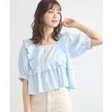 パフスリーブコットンフリルブラウス | earth music&ecology | 詳細画像27