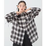 ブラウン | 2wayショルダードロストリボンチェックシャツ | earth music&ecology