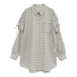 ネイビー | 2wayショルダードロストリボンチェックシャツ | earth music&ecology