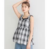 ブラック | チェックパターンバルーンキャミビスチェ | earth music&ecology 