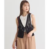 フラワー刺繍メッシュベスト | earth music&ecology | 詳細画像1