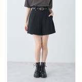 ブラック | ベルト付きタブデザインショートパンツ | earth music&ecology 