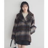 チェックシャギーコート | earth music&ecology | 詳細画像1
