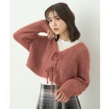 ピンク | フェザーラメフロントリボンニットカーディガン | earth music&ecology