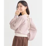 ピンクベージュ | 配色バックリボンプルオーバー | earth music&ecology