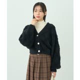 シャギーダイヤ柄ショートニットカーディガン | earth music&ecology | 詳細画像19