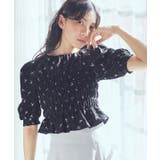 ブラック | 花柄ポコポコシャーリングトップス | earth music&ecology