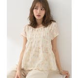 ピンクオレンジ | フラワープリント刺繍ブラウス | earth music&ecology