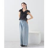 ダブルフリルノースリブラウス | earth music&ecology  | 詳細画像10 