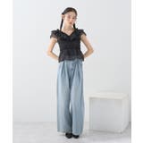 ダブルフリルノースリブラウス | earth music&ecology  | 詳細画像9 