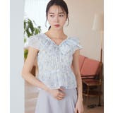 オフホワイト | ダブルフリルノースリブラウス | earth music&ecology 