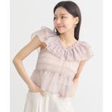 ピンクベージュ | ダブルフリルノースリブラウス | earth music&ecology 
