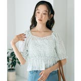 アイボリー | フラワー刺繍フリルヘムブラウス | earth music&ecology 