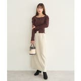 レイヤード風ギャザーショルダーリブニット | earth music&ecology | 詳細画像6