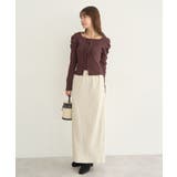 レイヤード風ギャザーショルダーリブニット | earth music&ecology | 詳細画像7