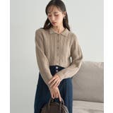 襟付きケーブルニットジャケット | earth music&ecology | 詳細画像7