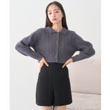 襟付きケーブルニットジャケット | earth music&ecology | 詳細画像3