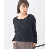 ブラック | シャギーミックス透かしハート柄ニット | earth music&ecology 