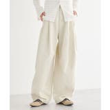 エクリュ | フラワー刺繍ツイルカーブパンツ | earth music&ecology 