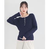 バイカラーヘンリーネックニットプルオーバー | earth music&ecology  | 詳細画像2 