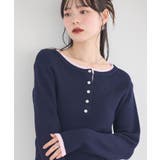 バイカラーヘンリーネックニットプルオーバー | earth music&ecology  | 詳細画像14 