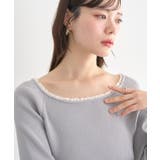 レーストリムリブニットプルオーバー | earth music&ecology | 詳細画像1