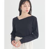 ブラック | アシメネックリブプルオーバー | earth music&ecology