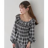 チェックシャーリングブラウス | earth music&ecology  | 詳細画像15 