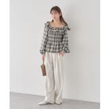 チェックシャーリングブラウス | earth music&ecology  | 詳細画像24 