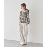 チェックシャーリングブラウス | earth music&ecology  | 詳細画像25 